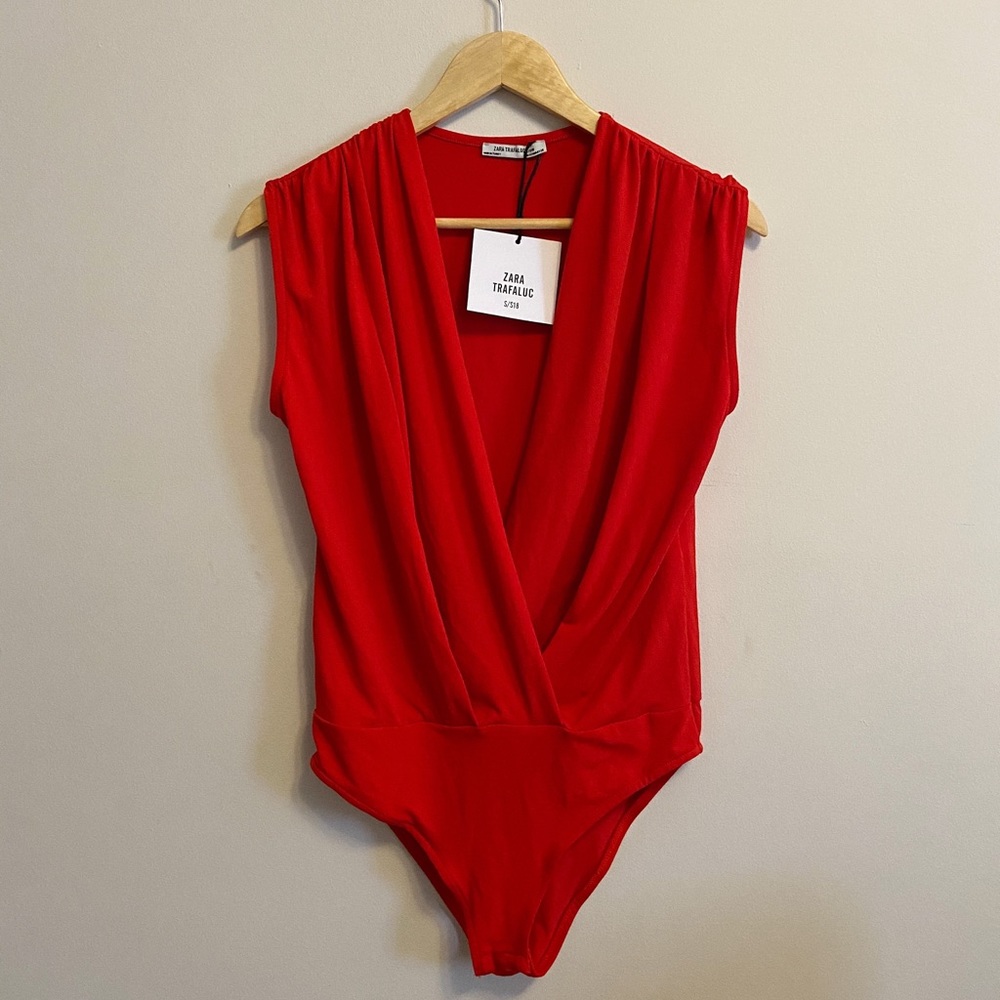 Zara Trafaluc | Red v plunge bodysuit